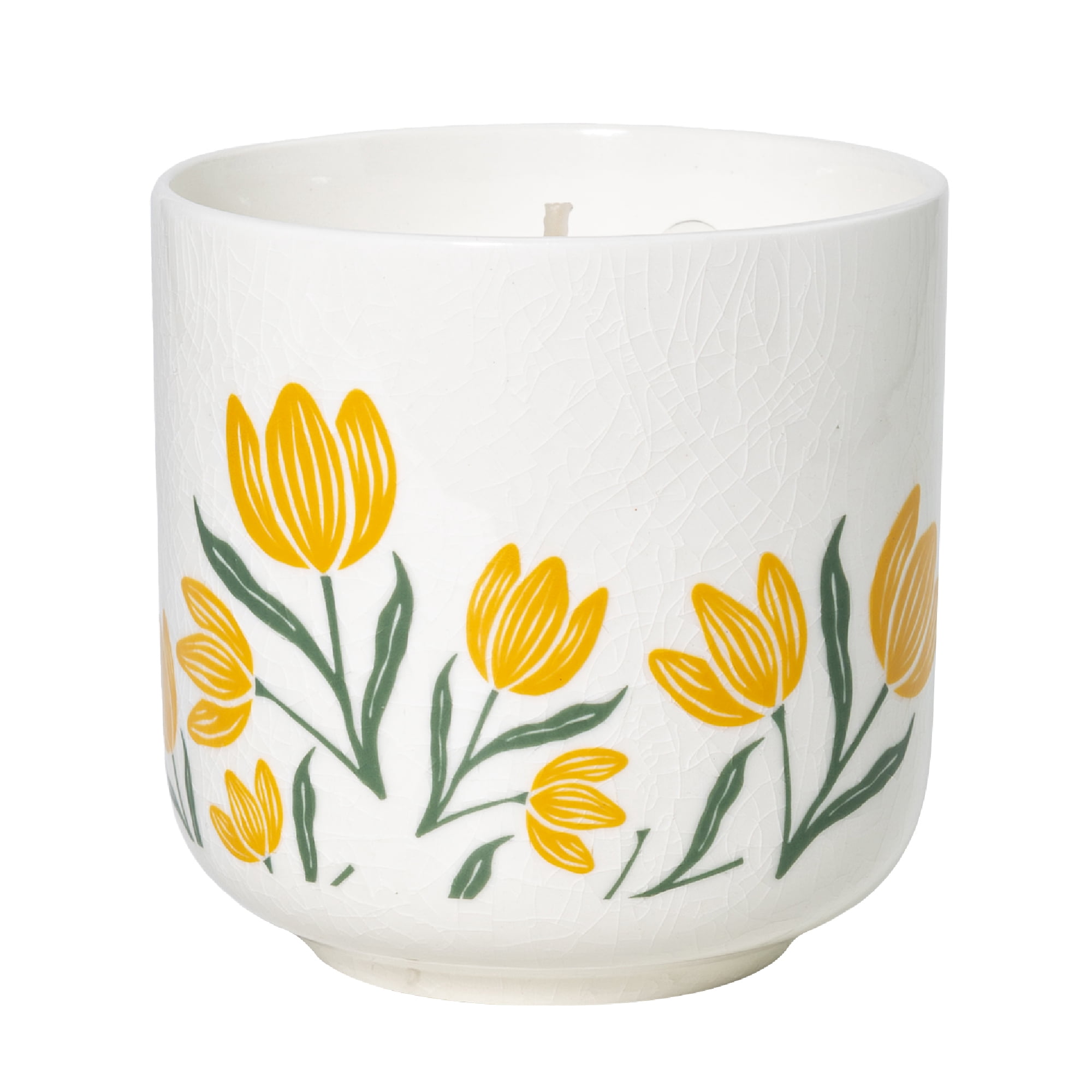 Better Homes and Gardens Fluted Jar Candle, Salted Coconut Mahogany, Yellow Flower Toss, 8 oz