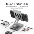 thumbnail image 3 of Foldable USB C Hub Adapter 5Gbps Data Transfer 100W Fast Charging Rotatable Phone Stand Aluminum Construction, 3 of 12