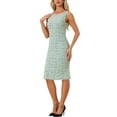 thumbnail image 4 of INSPIRE CHIC Vestido Elegante Sin Mangas de Tweed con Cuello Barco para Mujeres Cuerpo Ajustado Verde L, 4 of 5