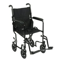 McKesson Transport Chair, Lightweight - Aluminum - Black, 300 lbs Capacity, 1 Ct
