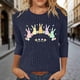 thumbnail image 2 of Mujeres 3/4 Manga Tops Y Blusas Impresas Cuello Redondo Casual Otoño Invierno Blusa, 3/4 Manga Casual Tops para Mujeres, 2 of 7
