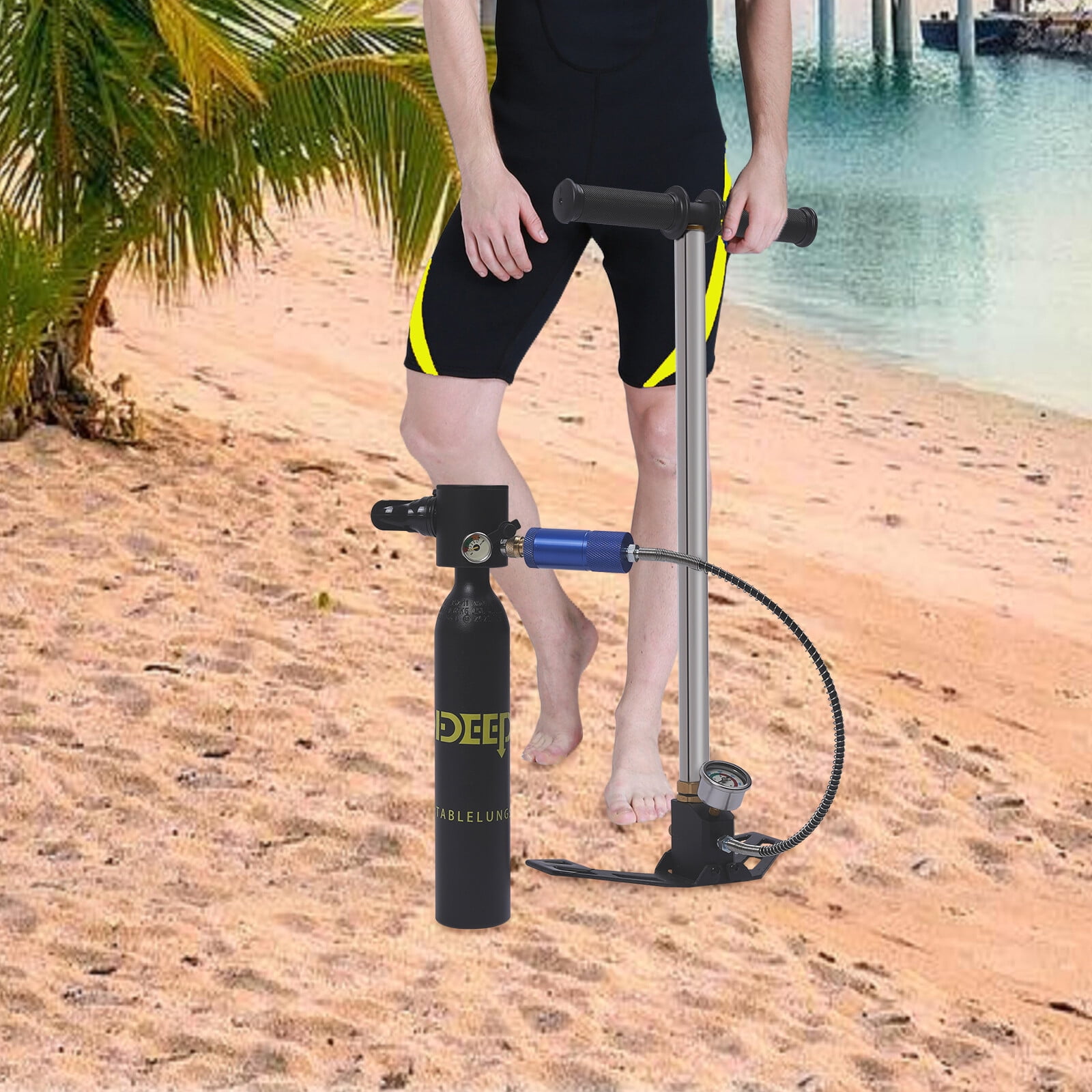 PEAKORA0.5L Portable Oxygen Tank with 4500psi Pump for Mini Scuba Diving