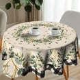 thumbnail image 3 of Eucalyptus Leaf Round Tablecloth Spring Botanical Green Leaf Reusable Circle Table Cover 60 Inch Buffalo Plaid Farmhouse Tabletop for Seasonal Party Picnic Dinner Decor, 3 of 6