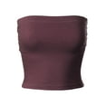 thumbnail image 1 of MixMatchy Women's Solid Casual Summer Side Shirring Scrunched Double Layered Tube Top, 1 of 6