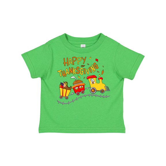 Inktastic Happy Thanksgiving Turkey Train with Food Boys or Girls Toddler T-Shirt