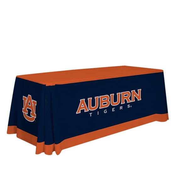 Auburn Tigers 6' College Sports Printed Table Throw - NCAA Licensed - Polyester Draped - School Tablecloth (Blue, Orange, White)