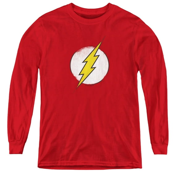 Dc Flash - Rough Flash Logo - Youth Long Sleeve Shirt - Medium