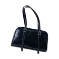 thumbnail image 1 of Bolso de hombro de piel sintética para mujer, estilo hobo, de moda, de gran capacidad, con cierre ajustable. Negro, 1 of 7