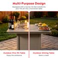 thumbnail image 5 of CostaElm 42'' Outdoor Propane Fire Pit Table, 55,000 BTU Heat Output Square Fire Pit Table with Glass Wind Guards & Removable Lid for Outside Patio, All-Weather HDPE Material, Weathered Wood, 5 of 7