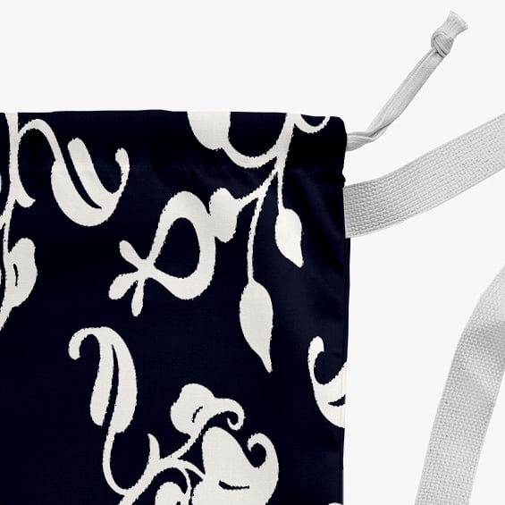 Simply Daisy Canvas Scroll Dot 28 x 36 in Navy Laundry Bag