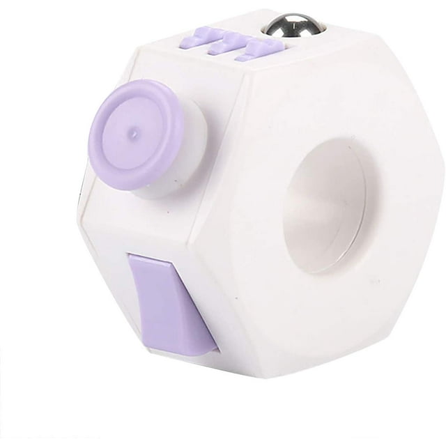 Cube Fidget Toy, Magic Ring with Click Ball, Decompression Ring Fidget Finger Toy, Stress Anxiety Relief Toy For Kids Adults, Fidget Ring Block Improves Focus, Gifts for ADD OCD ADHD Autism (Purple)