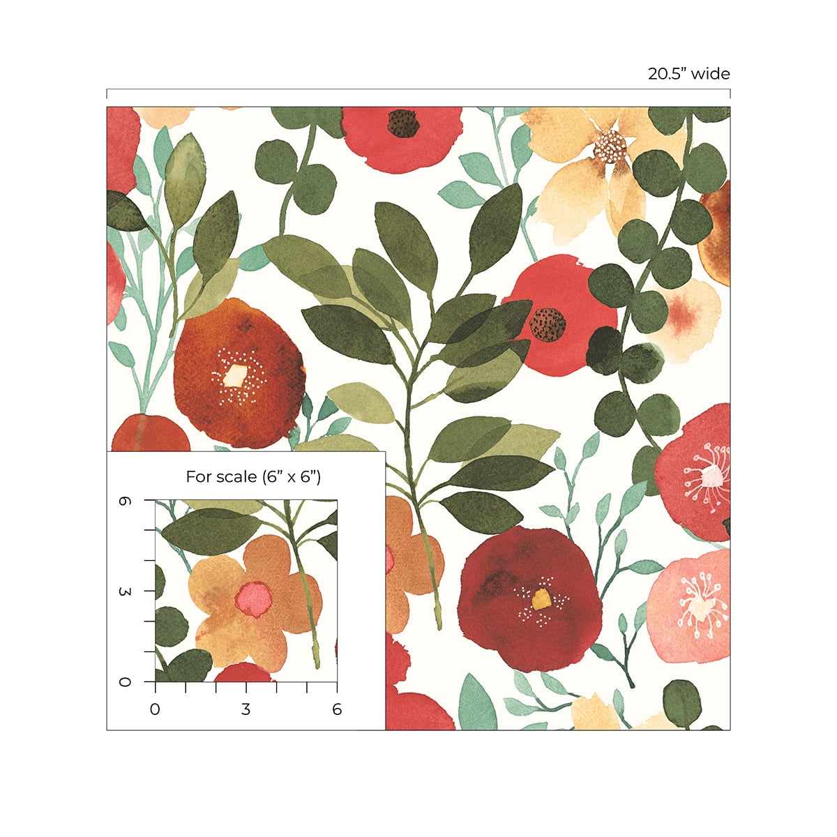 NextWall Ruby & Hunter Green Garden Dance Peel and Stick Wallpaper