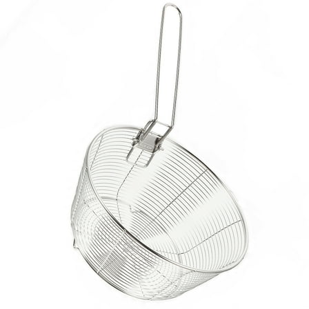 HEMOTON  Stainless Steel Frying Basket Use Deep Fryer with Handle Round