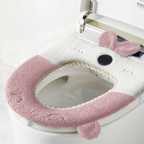 Tapa De Inodoro, Tela Suave Bordada, Fácil Instalación Y Limpieza, Parte Trasera Higiénica E Impermeable, Accesorio De Baño Duradero Y Resistente Al Desgaste Para El Hogar