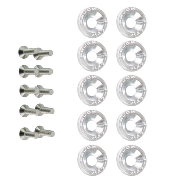 Kenally Juego surtido de arandelas y tornillos para coche de 10 piezas, Kit de arandela decorativa para pernos de vehículo, repuestos para automóviles Accesorios para motos Plata Kenally VI018653-05