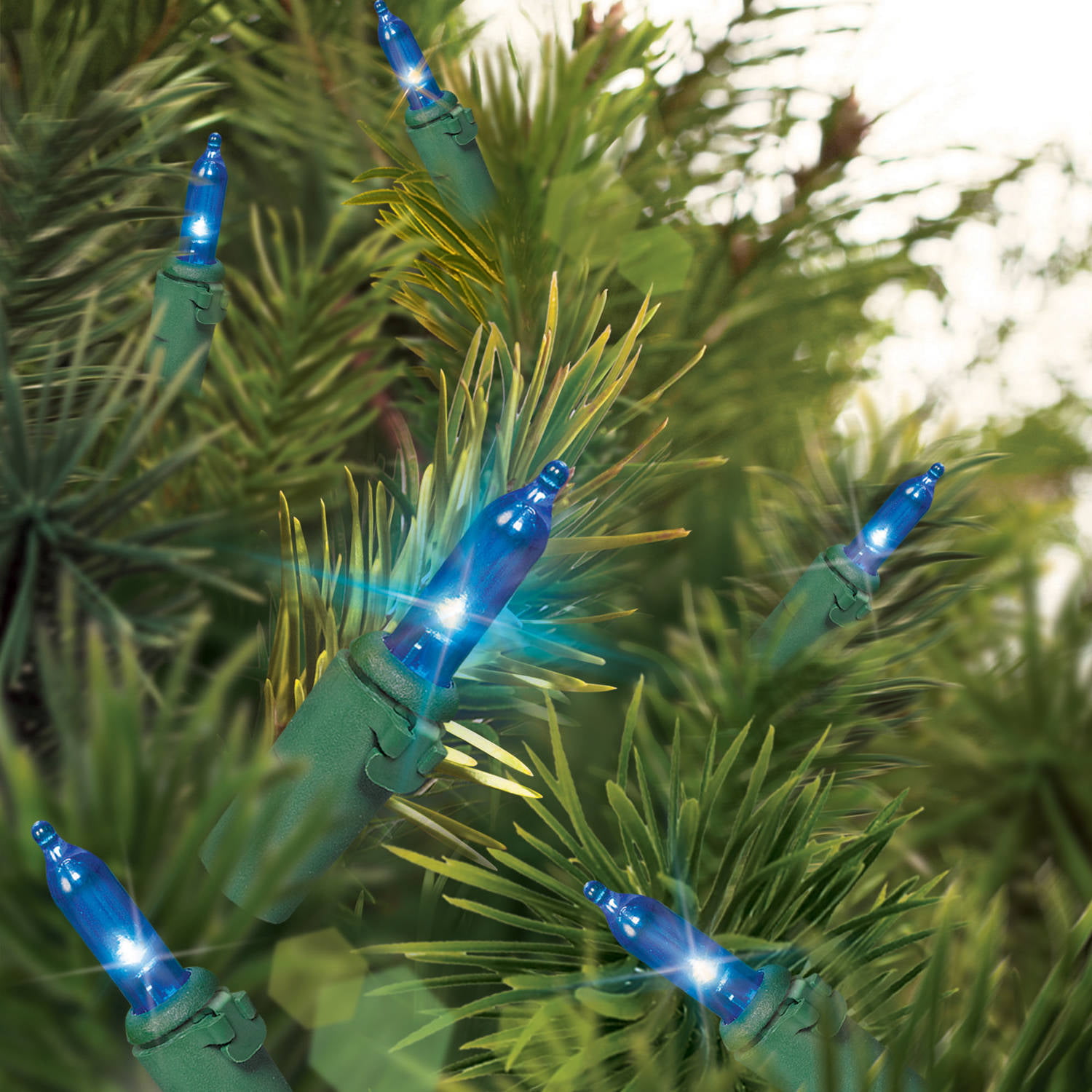 Holiday Time 50 Blue LED Mini Lights Green Wire Indoor/Outdoor NIB 