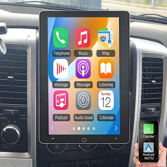 Gsuatey 4 64G for RAM 1500 2500 3500 2009-2012 Car Radio with Wireless Carplay/Android Auto, 10.1 Inch Touch Screen Car Stereo GPS Navigation WiFi Bluetooth FM/RDS Mirror Link SWC Backup Camera