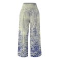 thumbnail image 4 of COSFO Vintage Women's Pant Palazzo High Elastic Waisted Casual Blue Wide Leg Pants Loose with Pocket Pants, 4 of 5