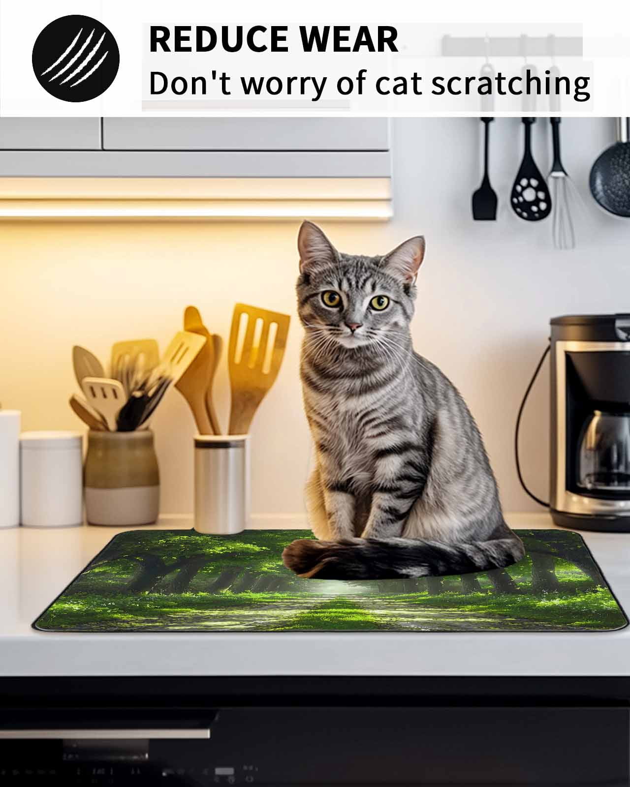 Stove Top Covers for Electric Stove, Green Trees Glass Stovetop Cover Protector, Forest Art Decor Spring Summer Nature Leaf Induction Cooktop Protector Oven Mat for Kitchen Countertop 24"x21"