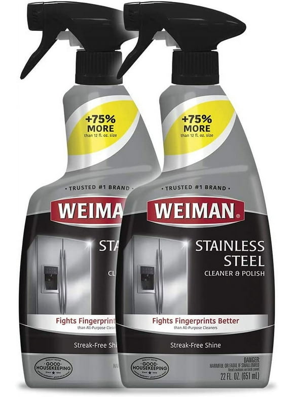 Weiman Stainless Steel Cleaner and Polish for Kitchen Appliance Cleaning , 2 Pack (44oz)