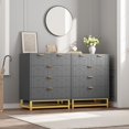 thumbnail image 2 of EastVita Modern 5 Drawer Dresser Wide Chest with Gold Metal Legs and Handles Wood Storage Organizer for Bedroom Living Room Hallway Grey, 2 of 6