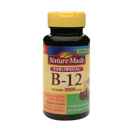 Nature Made vitamine B-12 3000 mcg sublinguale Pastilles, Cherry - 40 Ea, Pack 2