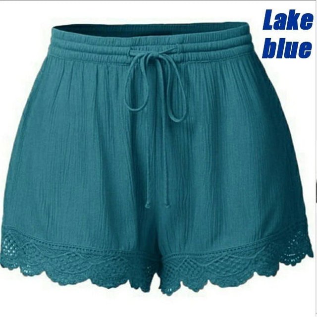 Pantalon Femme Couleur Unie Short en Dentelle Décontracté