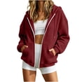 thumbnail image 3 of Nugftut Womens Hoodies with Zippers Long Sleeve Sweatshirts Casual Waffle Hooded Jackets with Pockets, 3 of 5