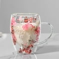 thumbnail image 2 of STP GOODS Double-Walled Glass Mug with Dried Flowers 11.5 fl oz (330 ml) Clear Heat-Resistant Glass Cup for Tea Hot Beverages Coffee Service for 1, Pink Clear, 2 of 2