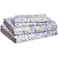 thumbnail image 1 of ZMLEVE Lightweight Super Soft Easy Care Microfiber Bed Sheet Set with 14" Deep Pockets - Full, Blue Floral, 1 of 6