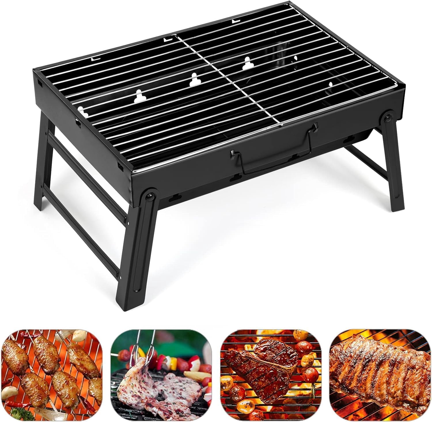 Charcoal BBQ Grill,Charcoal Smoker Grill With Stainless Steel Grill Grate,14 Inch Portable Yakitori Grill,BBQ Grill for Outdoor Camping Picnic Patio Backyard Cooking