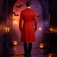 thumbnail image 5 of Victorian Frock Coat, Ringmaster Circus, Outfit Tailcoat, Long Tailcoat Magician, Long Tailcoat Magician Costume Gold Trim Victorian Frock Coat Ringmaster Circus Outfit for Movie Night, Red M, 5 of 6