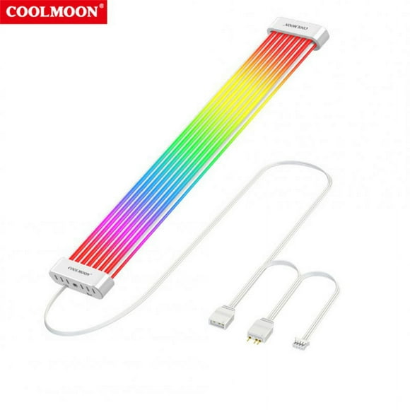 COOLMOON ARGB LED Strip Light Fits 8PIN 24PIN Power Cables DIY Lamp Bar Light Strip C260EX White