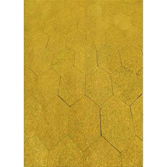 Ahgly Company Machine Washable Indoor Rectangle Transitional Deep Yellow Area Rugs, 8' x 10'