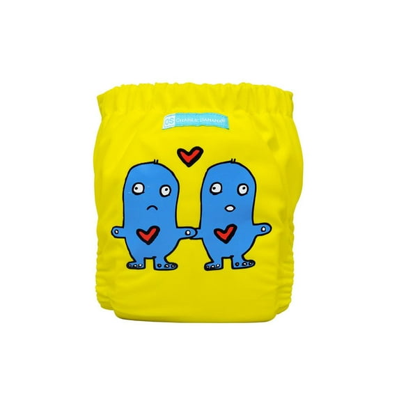 Charlie Banana® 2-in-1 One Size Reusable Diapers (Lovey Dovey on Yellow)