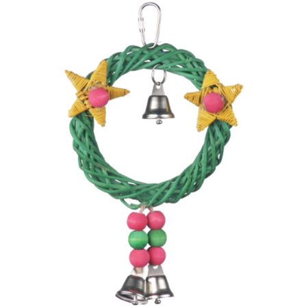 Super Bird Creations 8 by 6-Inch X-mas Wreath Vine Swing Bird Toy, Medium
