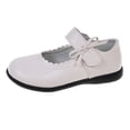 thumbnail image 2 of XIMIN Girls Bow Mary Jane Flats Adjustable Strap Scalloped Edge Soft Sole Non-Slip Cute Comfortable School Performance Flats for Kids (White, 11.5-12 Years), 2 of 6