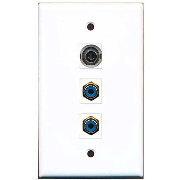RiteAV - 2 Port RCA Blue and 1 Port 3.5mm Wall Plate