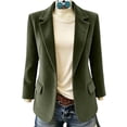 thumbnail image 2 of Women's Solid Color Corduroy Lapel Blazer Single Button Long Sleeve Outerwear Dual Flap Side Pockets Vertical Ribbed Texture Multi Neutral Shades for Street Outfits Casual Shopping Trips Army Green S, 2 of 9