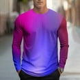 thumbnail image 2 of VSSSJ Long Sleeve Shirt for Men Relaxed Fit Casual Dressy Gradient Print Round Neck Streetwear Shirt Lightweight Comfortable Athletic Tops Hot Pink XXXL, 2 of 5