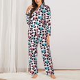 thumbnail image 2 of KLL Heart Panda Print Women's Long Sleeve Pajamas with Pants Sleepwear Loungewear 2 Set-Medium, 2 of 7