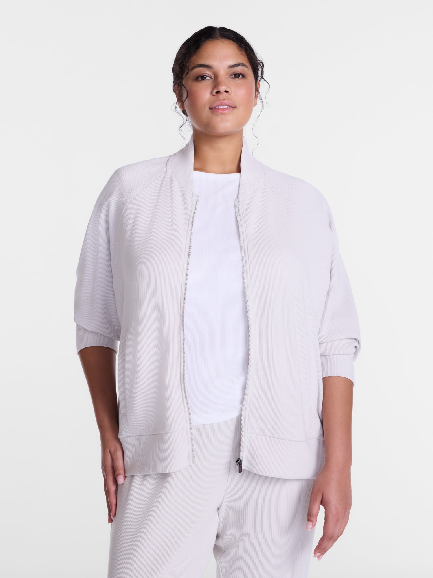 Avia Women's and Women's Plus Ottoman Full Zip Bomber Jacket, Sizes XS-4X