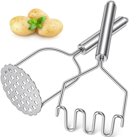 RYLZX 2 Pcs Potato Masher for Potatoes, Heavy Duty Stainless Steel Integrated Kitchen Tool
