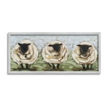 Stupell Industries Abstract Sheep Trio Animals & Insects Painting Gray Framed Art Print Wall Art, 24 x 10