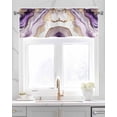 thumbnail image 2 of Purple Marble Linen Curtain Valance for Bedroom/Bathroom/Kitchen/Office/Living/Dining Room Window,Gradual Marbling Luxurious Gold White Rod Pocket Topper Decorative Cafe Drapes Panel 60"x18", 2 of 6