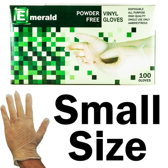 Emerald Shannon Powder-Free Vinyl Gloves – 4 Mil - Box of 100 - Small