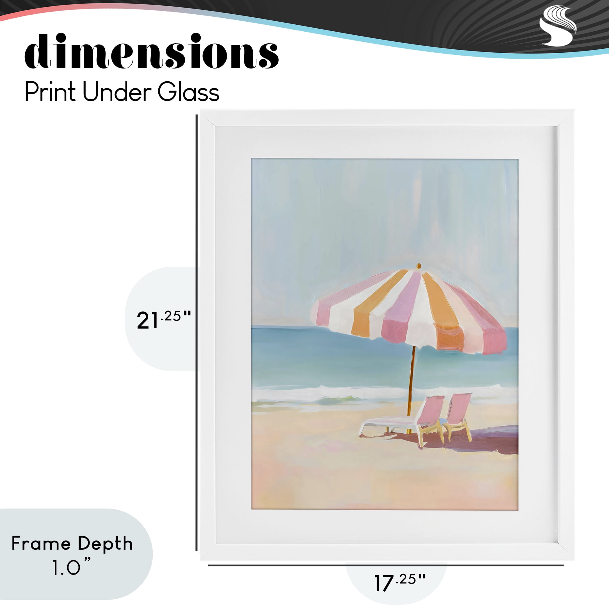 Stupell Industries Striped Umbrella & Chairs White Framed Print Under Glass, design by The Prints Vibe