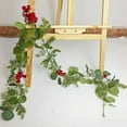 thumbnail image 6 of 5.9 Ft Christmas Holly Berry Vine Garland, 1 PCS Artificial Greenery with Green Leaves and Red Berries, Bendable Greenery Garland for Indoor Outdoor Xmas Holiday Decorations, 6 of 7