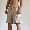 thumbnail image 2 of Men's Baggy Sweat Shorts Lightweight Cotton Under Knee Casual Drawstring Lounge Workout Gym Shorts Big and Tall Size S-3XL Khaki, 2 of 7