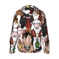 thumbnail image 3 of Kll Doodle Farm Animals Faces Print Men'S Women’s Upf 50+ Sun Protection Outdoor Hoodie Jacket Long Sleeve Fishing Hiking Performance Shirt- Xx-Large, 3 of 8